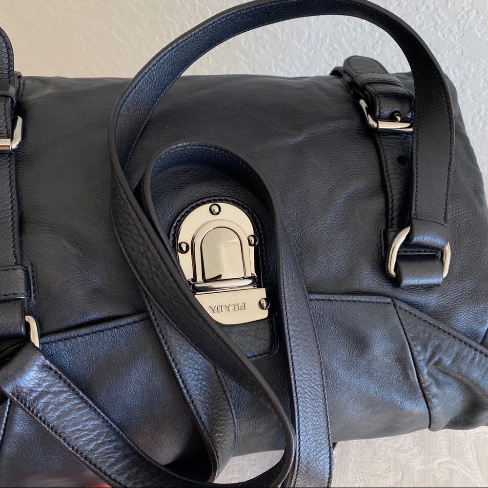 Prada Grayish Black Leather Tote Bag - Picture 6 of 15